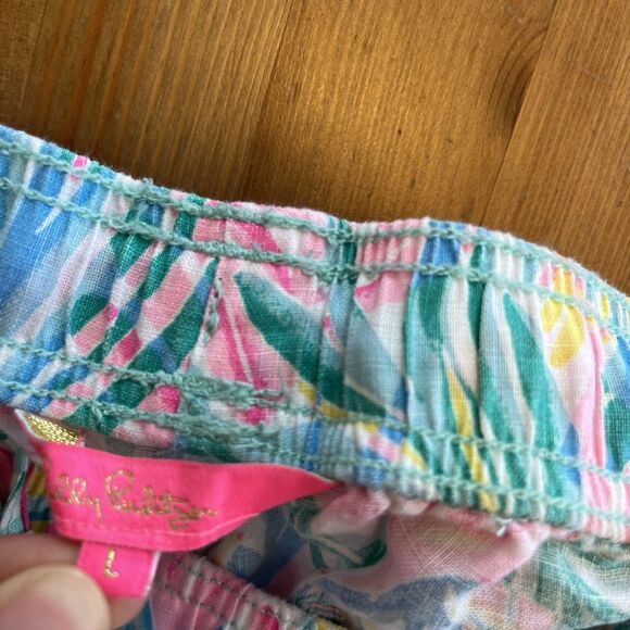 Lilly Pulitzer Linen Pants Size Large Taron Pants Sea Turtle Soiree Colorful - Picture 11 of 16